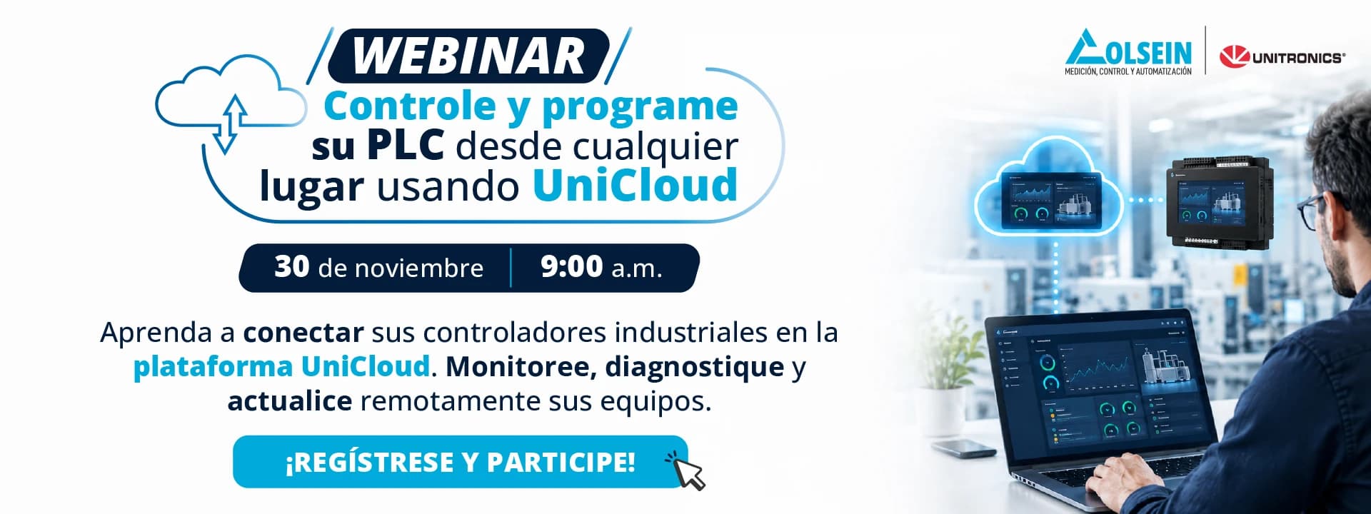 Webinar - Controle y programe su PLC desde cualquier lugar usando UniCloud