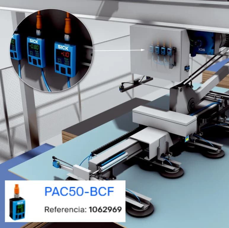 Supervisión de la presión de succión en procesos neumáticos industriales