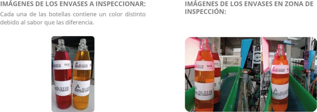 Inspección de nivel en botella de vidrio