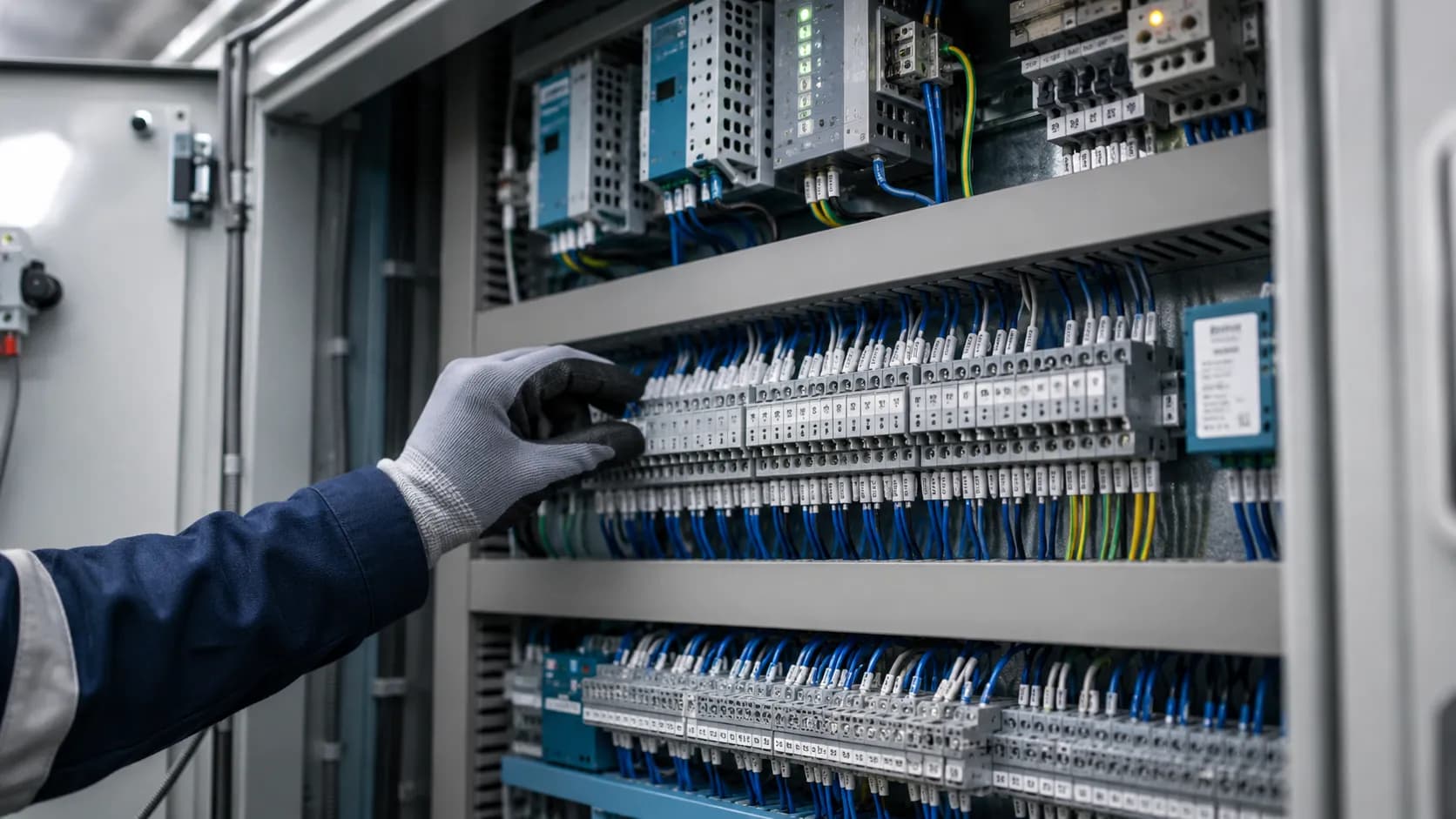 Técnico de Colsein interviniendo un tablero de control industrial
